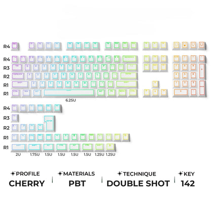XVX PRISM Shine-Through Double-Shot Cherry Profile 142-Key PBT Keycap Set - A-1 Thread Vault