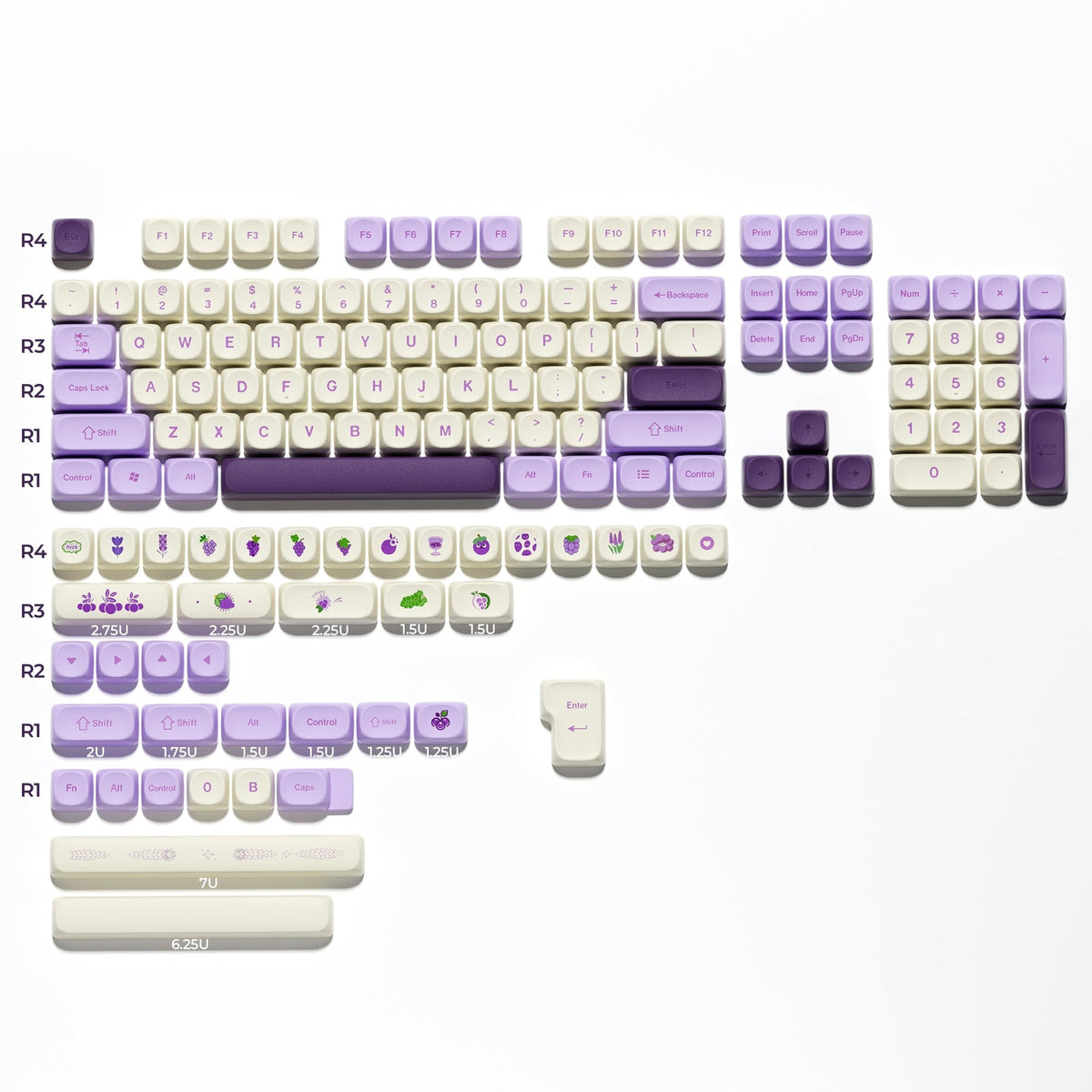 XVX Purple Grapes MOA Profile Dye-Sublimation 143-Key PBT Keycap Set - A-1 Thread Vault