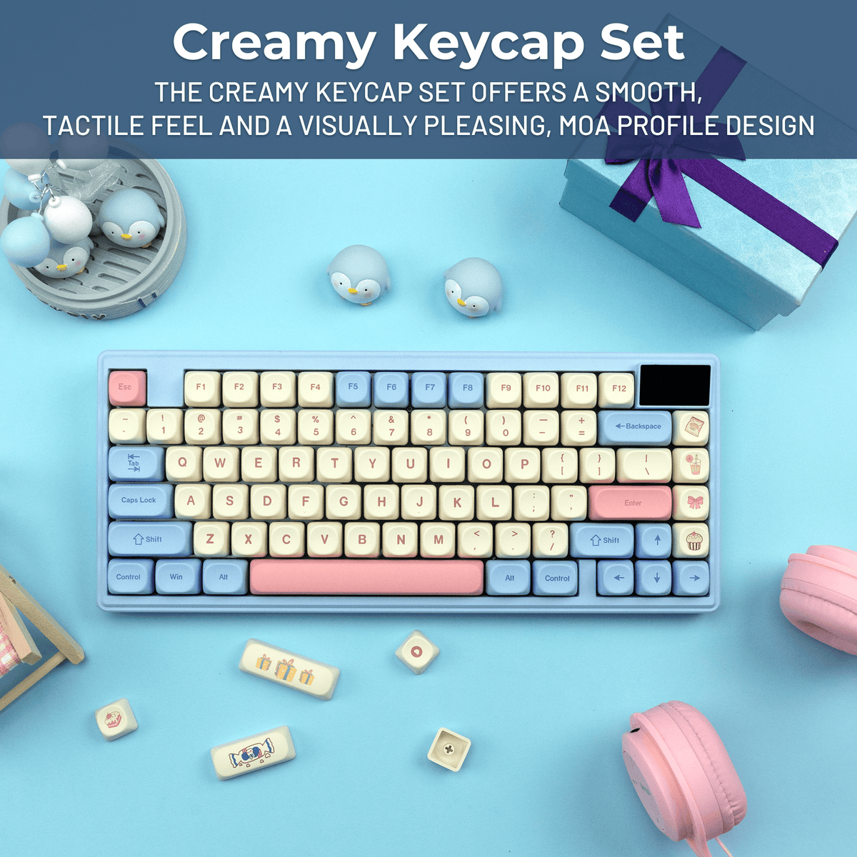 XVX Rainbow Candy MOA Profile Dye-Sub 143-Key PBT Keycap Set - A-1 Thread Vault