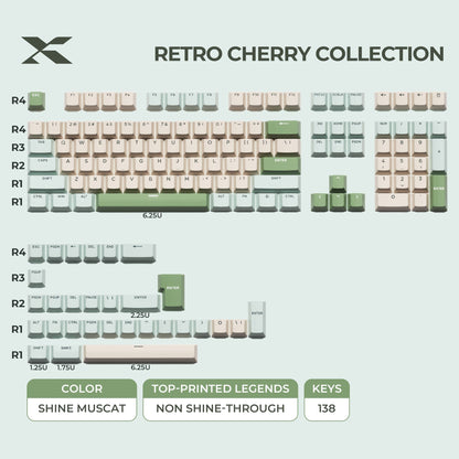XVX Retro Cherry Series Color Matching Double-Shot PBT Keycap Set - A-1 Thread Vault