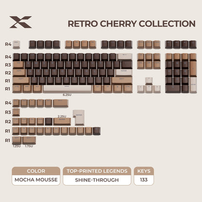 XVX Retro Cherry Series Color Matching Double-Shot PBT Keycap Set - A-1 Thread Vault