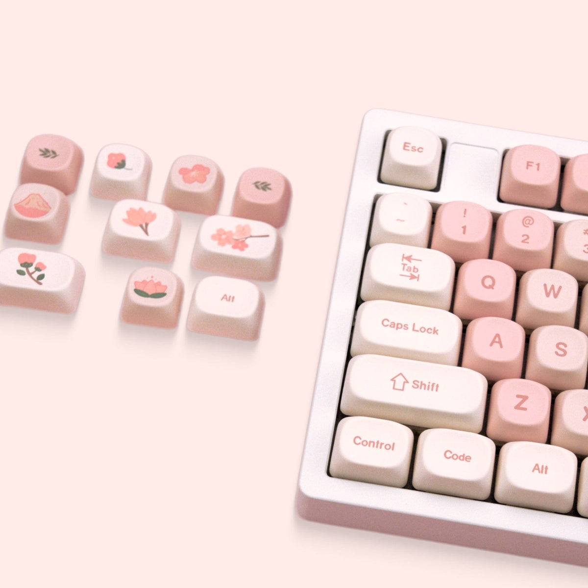 XVX Sakura 143-Key MOA Profile Dye-Sub PBT Keycap Set - A-1 Thread Vault