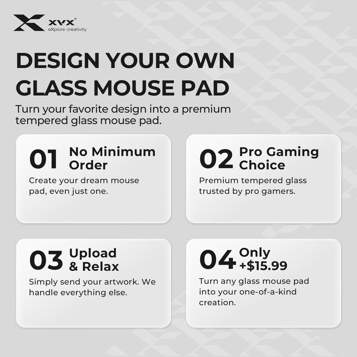 XVX Tempered Glass Mouse Pad for FPS Gaming - A-1 Thread Vault