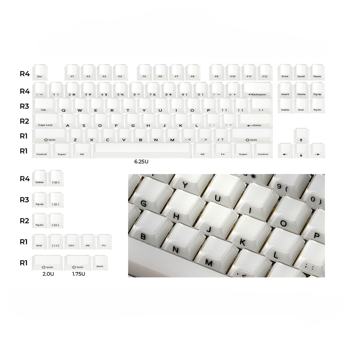 XVX Velvet Jelly Side-Printed Translucent Cherry Profile Double-Shot Keycap Set - A-1 Thread Vault