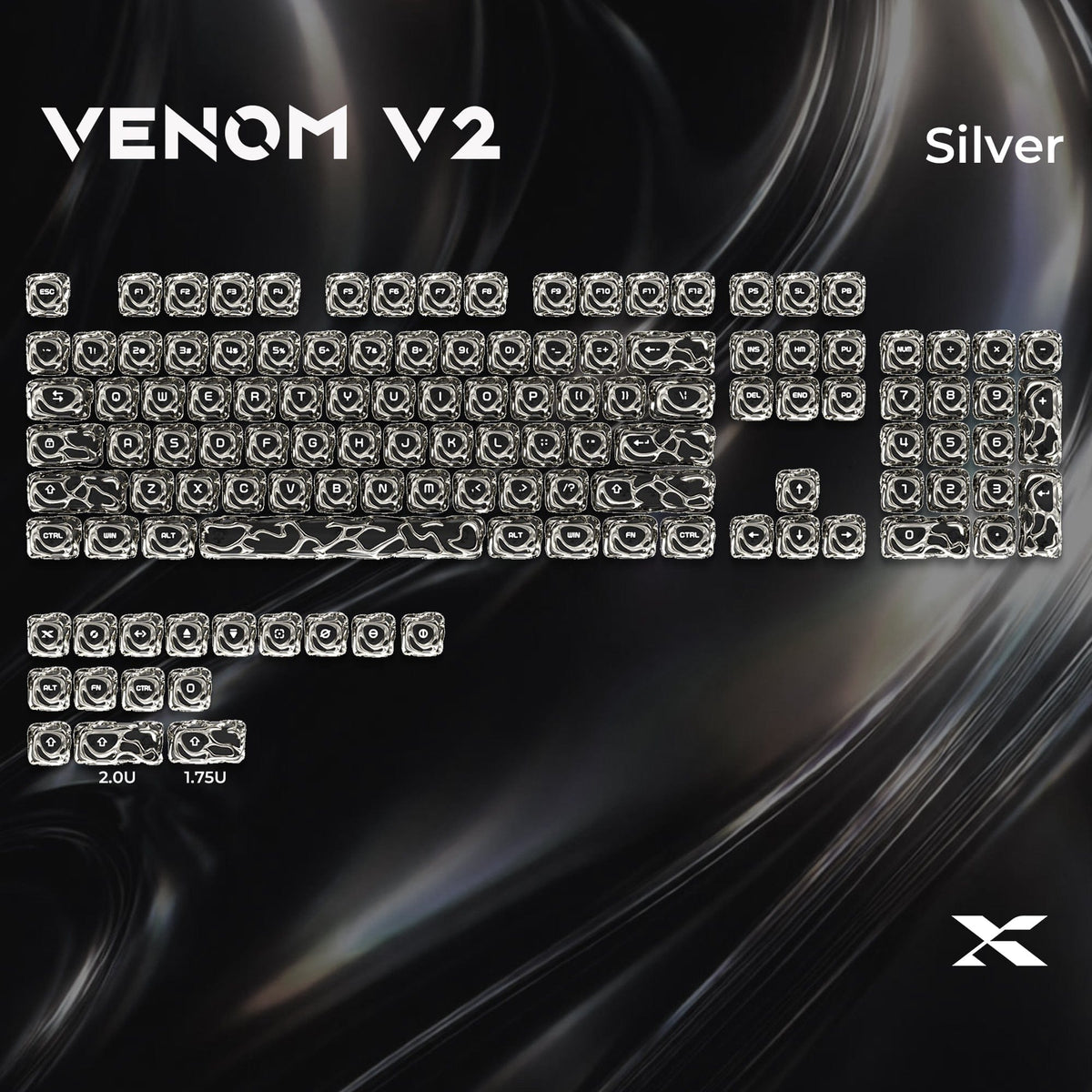 XVX Venom Themed Liquid Metallic Electroplating ABS+PC Keycap Set - A-1 Thread Vault