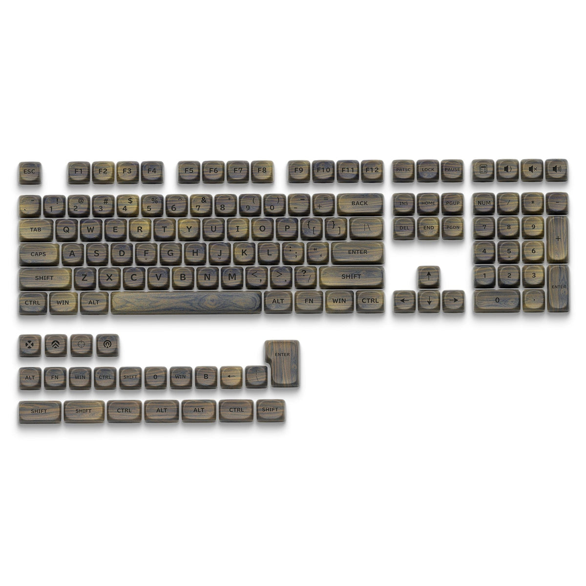 XVX Walnut Texture MOA Profile Dye-Sublimation PBT 130-Key Keycap Set - A-1 Thread Vault