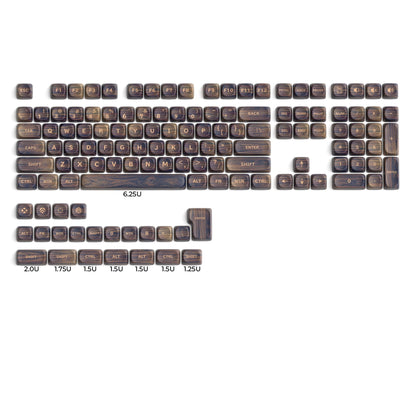 XVX Walnut Texture MOA Profile Dye-Sublimation PBT 130-Key Keycap Set - A-1 Thread Vault
