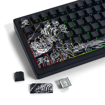 XVX Wave of Kanagawa Cherry Profile Side Print Dye-sub PBT Keycap Set (131-Key) - A-1 Thread Vault