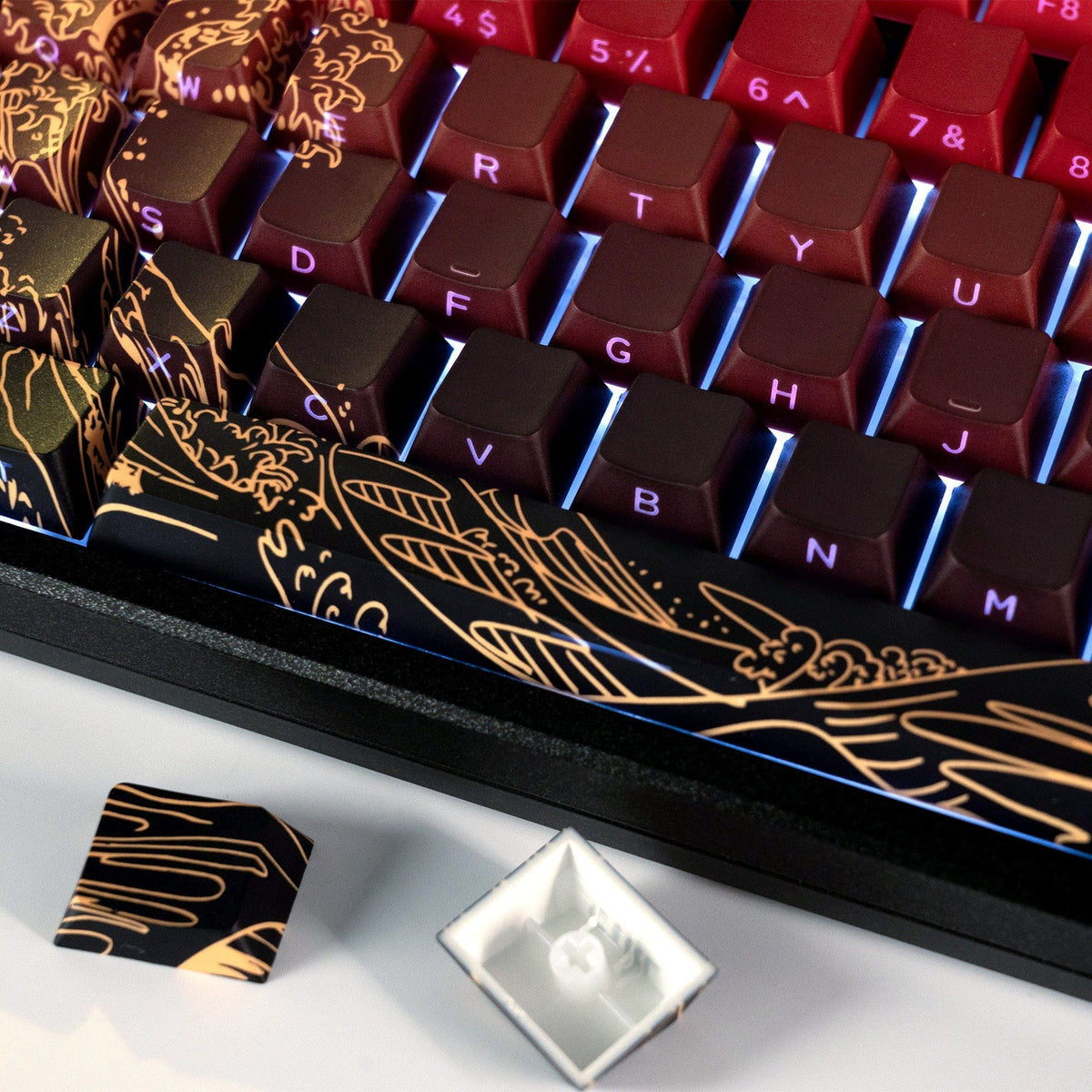 XVX Wave of Kanagawa Cherry Profile Side Print Dye-sub PBT Keycap Set (131-Key) - A-1 Thread Vault
