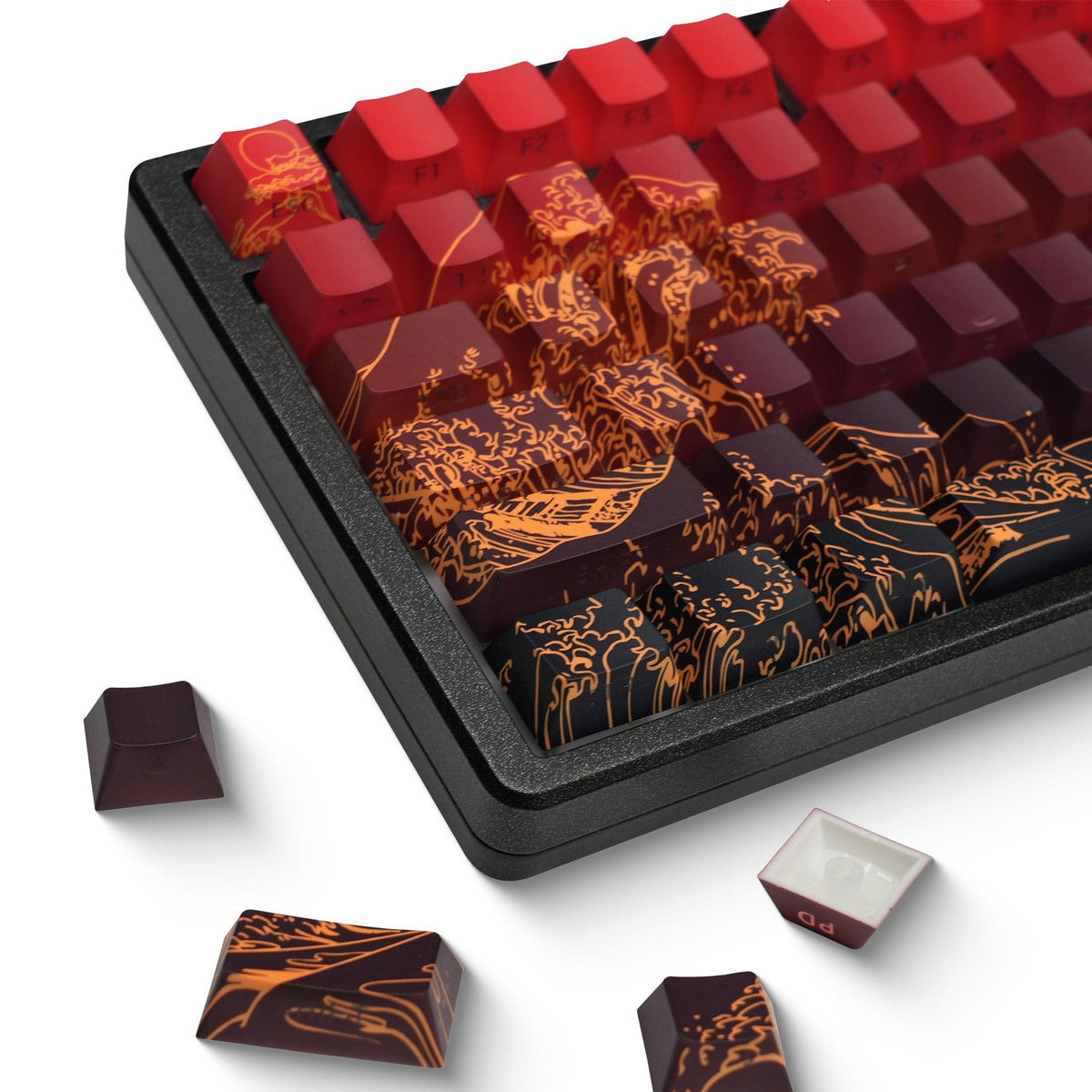 XVX Wave of Kanagawa Cherry Profile Side Print Dye-sub PBT Keycap Set (131-Key) - A-1 Thread Vault