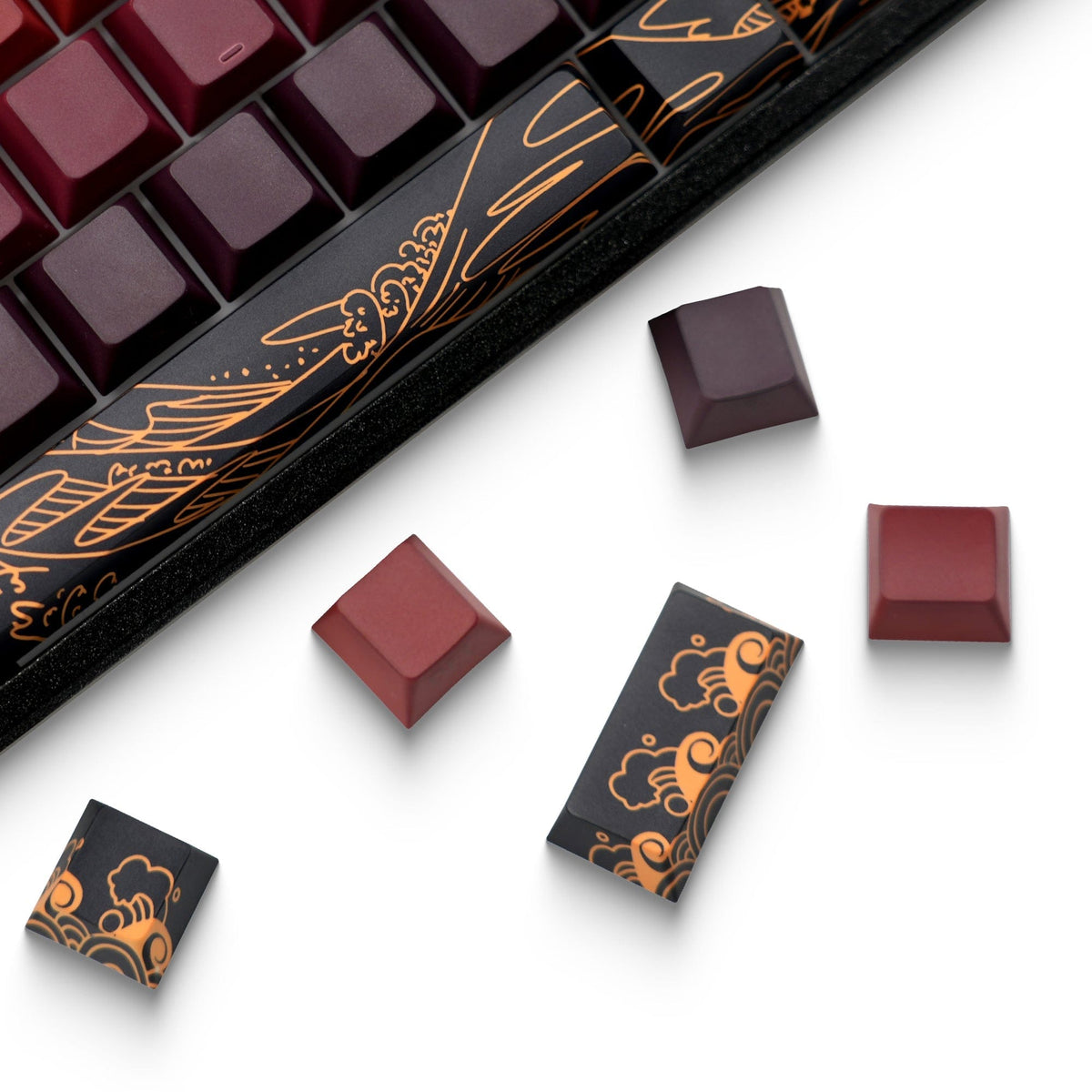 XVX Wave of Kanagawa Cherry Profile Side Print Dye-sub PBT Keycap Set (131-Key) - A-1 Thread Vault