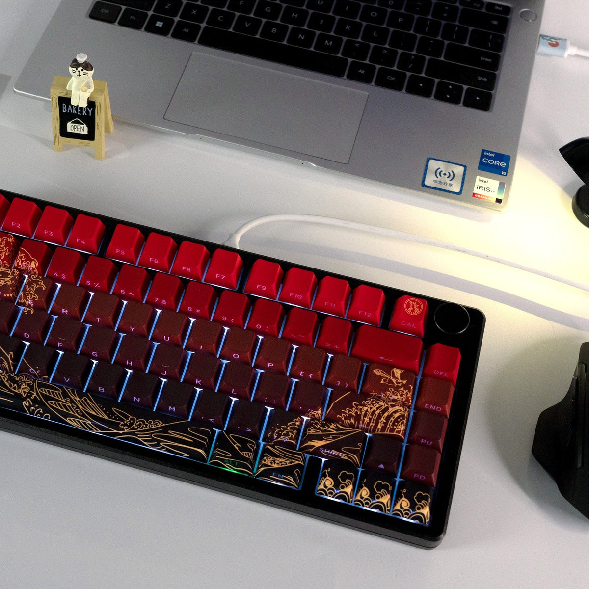 XVX Wave of Kanagawa Cherry Profile Side Print Dye-sub PBT Keycap Set (131-Key) - A-1 Thread Vault