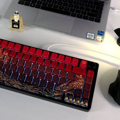 XVX Wave of Kanagawa Cherry Profile Side Print Dye-sub PBT Keycap Set (131-Key) - A-1 Thread Vault