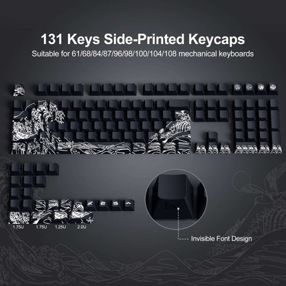 XVX Wave of Kanagawa Cherry Profile Side Print Dye-sub PBT Keycap Set (131-Key) - A-1 Thread Vault