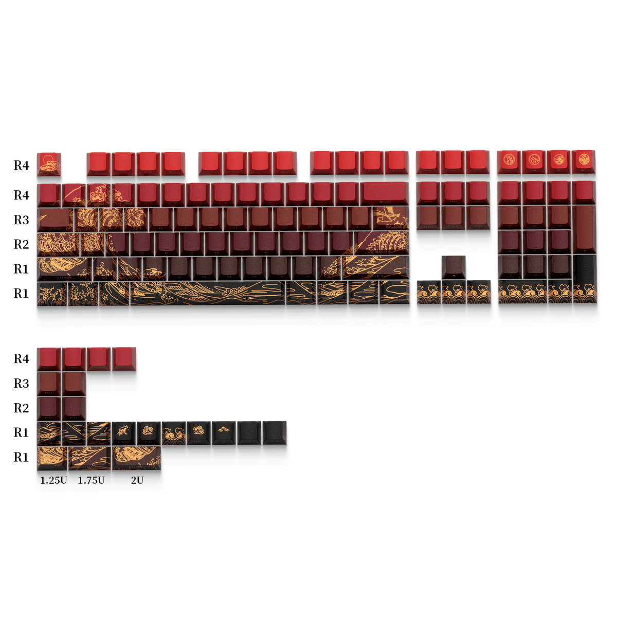 XVX Wave of Kanagawa Cherry Profile Side Print Dye-sub PBT Keycap Set (131-Key) - A-1 Thread Vault