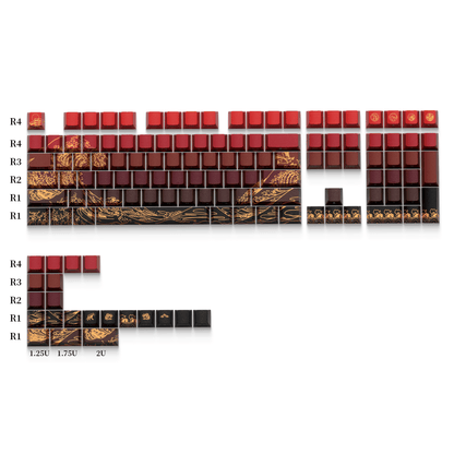 XVX Wave of Kanagawa Cherry Profile Side Print Dye-sub PBT Keycap Set (131-Key) - A-1 Thread Vault