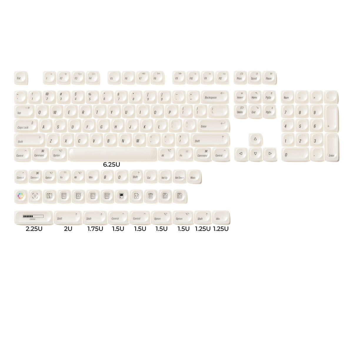 XVX White Chocolate MOA Profile Translucent 139-Key PC Keycap Set - A-1 Thread Vault