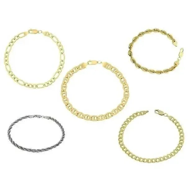 Yellow Gold Cuban, Mariner, Figaro, or Rope Bracelet Gold Filled High Polish Finish - A-1 Thread Vault