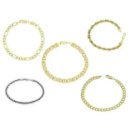 Yellow Gold Cuban, Mariner, Figaro, or Rope Bracelet Gold Filled High Polish Finish - A-1 Thread Vault