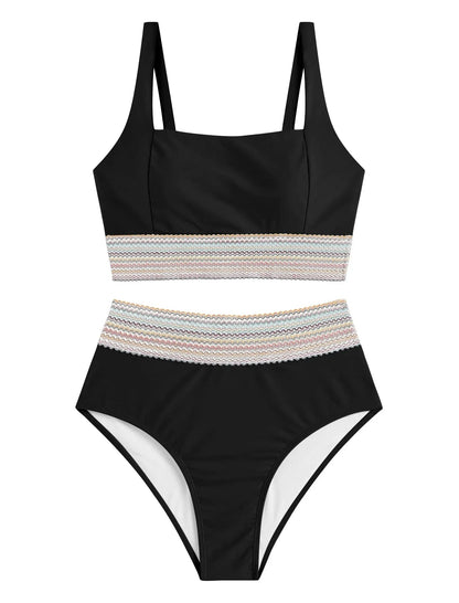 ZAFUL Women High Waisted Bikini Tummy Control Swimsuits Two Piece Swim Suits for Women 2025 Sporty Bathing Suit Swimwear - A-1 Thread Vault