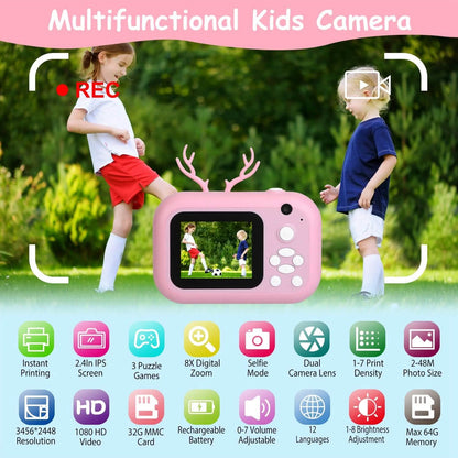 Zero Ink Selfie Camera 1080P HD Video Recorder with Dual Lens 3 Roll Print Papers - A-1 Thread Vault