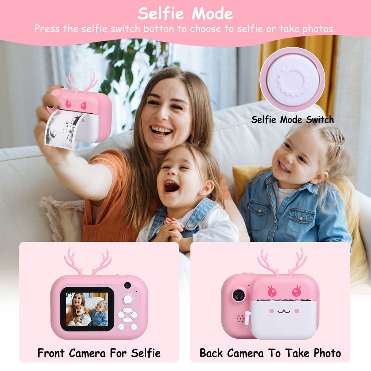 Zero Ink Selfie Camera 1080P HD Video Recorder with Dual Lens 3 Roll Print Papers - A-1 Thread Vault