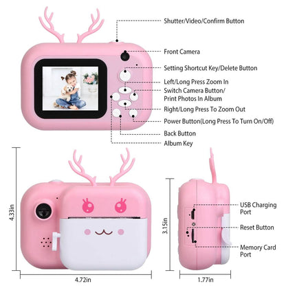 Zero Ink Selfie Camera 1080P HD Video Recorder with Dual Lens 3 Roll Print Papers - A-1 Thread Vault