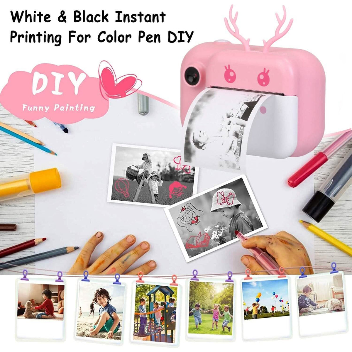 Zero Ink Selfie Camera 1080P HD Video Recorder with Dual Lens 3 Roll Print Papers - A-1 Thread Vault