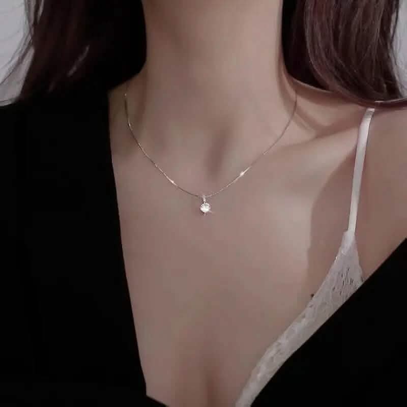 Zirconia Water Drop Pendant Clavicle Chain Necklace - A-1 Thread Vault