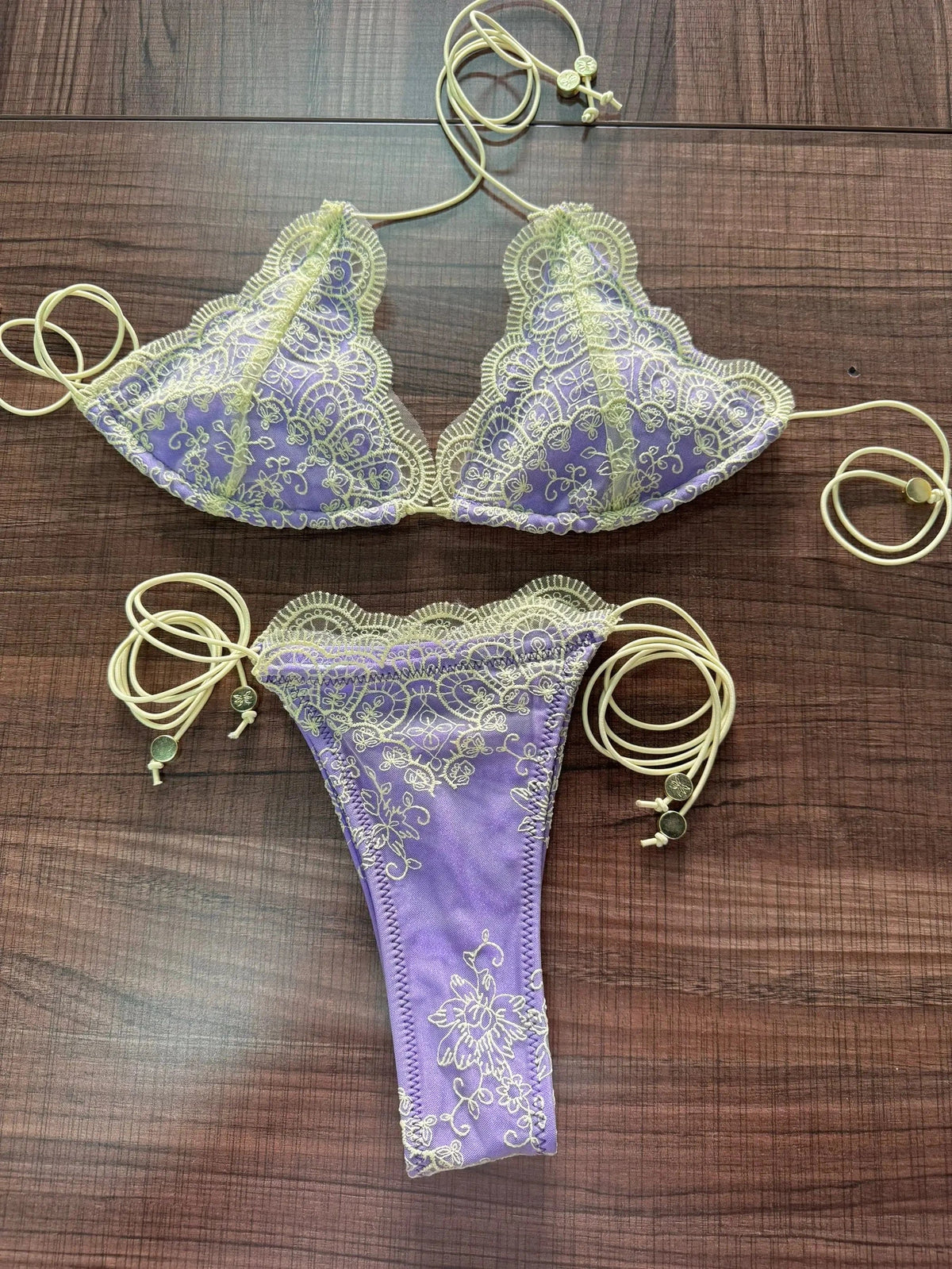 ZRTAK Micro Thong Triangle Swimwear Sexy Lace Bikini Set 2025 Swimsuit Women 2 Piece Beachwear Bandage Bathing Suits Beach Wear - A-1 Thread Vault