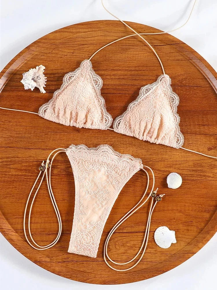 ZRTAK Micro Thong Triangle Swimwear Sexy Lace Bikini Set 2025 Swimsuit Women 2 Piece Beachwear Bandage Bathing Suits Beach Wear - A-1 Thread Vault
